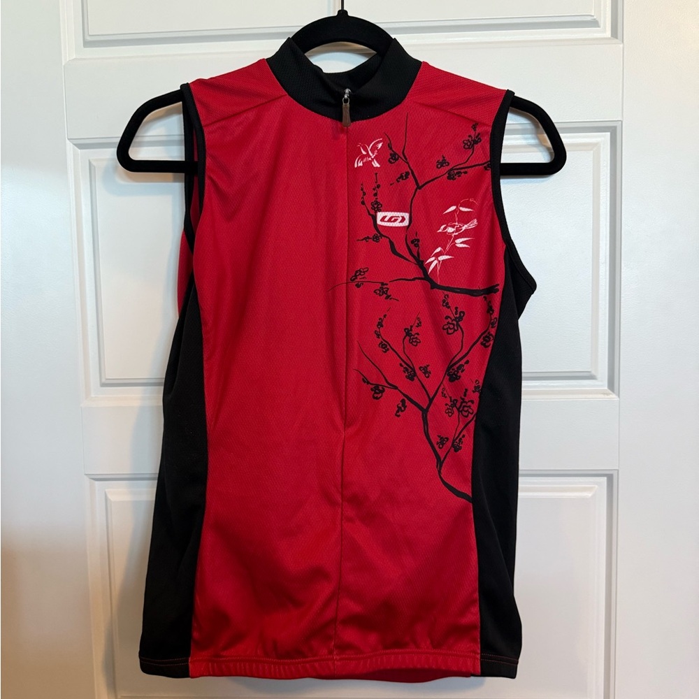 Louis Garneau Black and Red Sleeveless Cycling Jersey - Size L - DISC SHIPPING